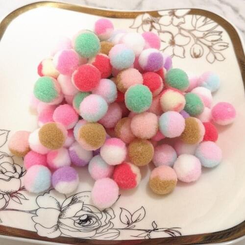 50pcs 15mm/0.59inch Two Colors Pompom Soft Fluffy Plush Balls Pompoms Pom Poms Furball DIY Handmade Craft Material