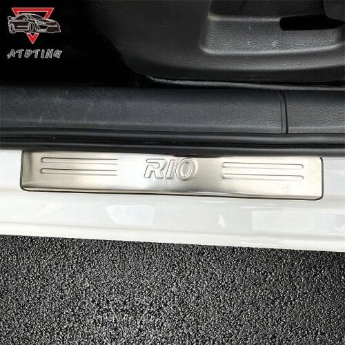 Car Accessorie For Kia Rio2010 2012 2015 2016 2017 Stainless Steel Door Sill Scuff Plate Protector Guard Car Styling Sticker