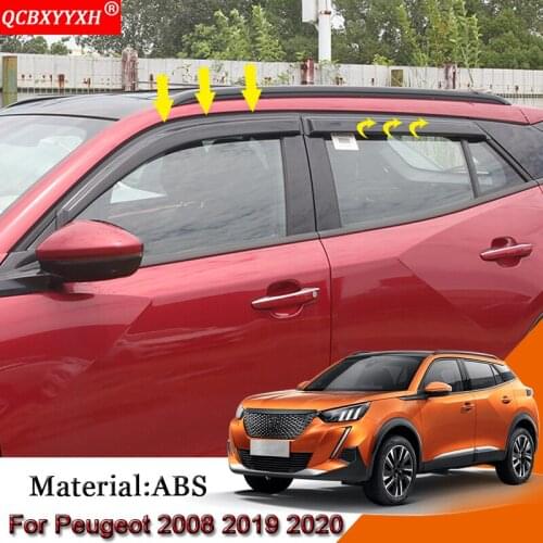 Car Styling 4pcs Car Awnings Shelters Window Visors Sun Rain Shield Stickers Cover Auto Accessories For Peugeot 2008 2019 2020