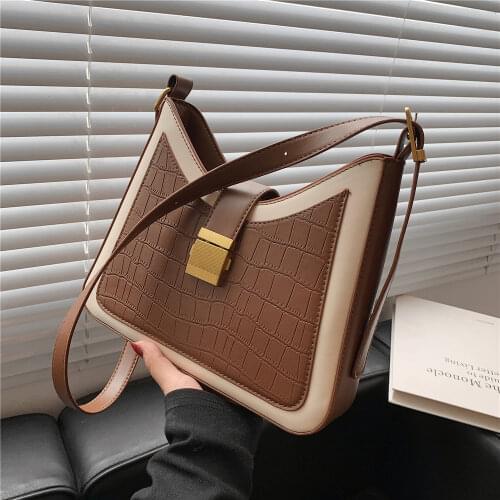 Burminsa Vintage Stone Pattern Crossbody Shoulder Bags For Women Brand Designer Baguette Small Ladies Purses And Handbags 2021