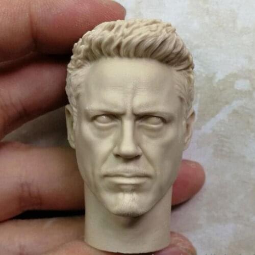 Blank 1/6 Scale Tony stark Robert Downey Jr. Head Sculpt Unpainted Fit 12" Figure
