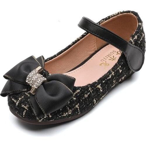 Children shoes Girls fashion shoes 2020 new spring all-match baby little princess bow Soft sole childrens shoes