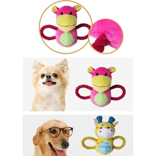 Dog Toys Lovely Pet Puppy Chew Plush Cartoon Animals Squirrel Cotton Rope Shape Bite Toy Tobacco Pipe Shaped Squeak Toys