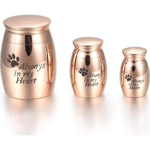 IJU0001 Always in My Heart Memorial Urn Paw Engrave Pet Stainless Steel Cremains Stash Keepsake Funeral Casket Urn Pet Love Urn
