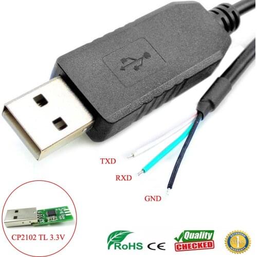 3m 5m silabs Cp210x cp2102 usb uart ttl 3.3v wire end cable for plc cpu mcu programming cable