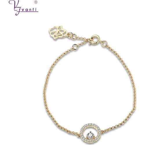 Kfvanfi Hot New Model Round Shape Plated Jewelry for Gifts Women Gold Silver Color Chain Bracelet Bijoux Pour Femme
