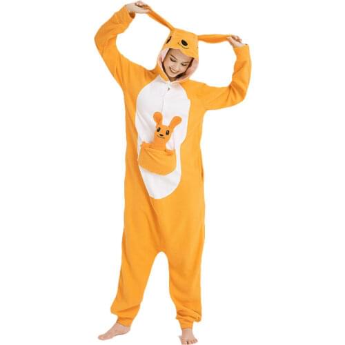 Animal women Onesie Pajama Adult Funny Kangaroo Men Wither Night Wear Cartoon Sleepwear Party Jumpsuit Unisex Homewear Costume