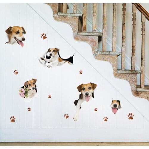 Cartoon cute buddi dog Paw print animal wall stickers for kids room PVC kitchen refrigerator decorative stickers nursery Decor