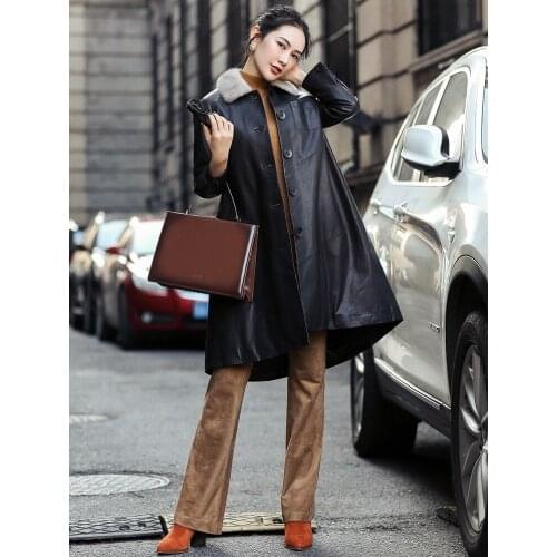 Genuine Leather 2020 Winter Jacket Mink Fur Collar long Down Jackets for Women Real Sheepskin Coat MY3938