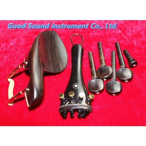Natural ebony wood 4/4 violin accessories pegs chinrest endpin tuners tail gut