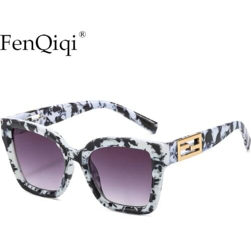 Marble Printting Square Black Gradient Sunglasses For Women Luxury Brand Uv400 Sun Glasses Female Sunglasses