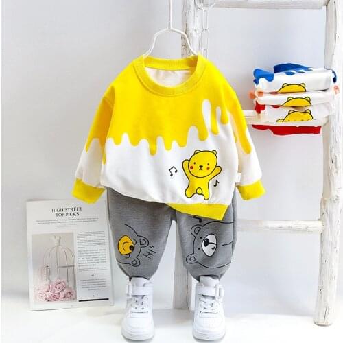 Toddler Boy Clothes 2020 Childrens Suit Spring Autumn New Style Cartoon Bear Suit kids Pattern Cartoon Suit