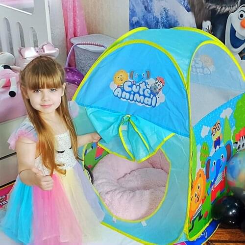 Children Cartoon Play Tent Baby Beach Foldable Tent Folding Play House Indoor Outdoor Kids Activity House Teepee Birthday Gift