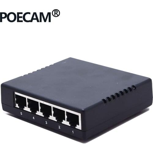 5 Port passive PoE Switch 10/100Mbps plastic case ip cameras 12V-24V transfer speed