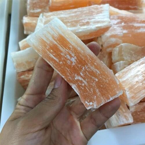 Drop Shipping Natural Rough Orange Selenite Crystal Gemstone Meditation Reiki Healing Raw Mineral Gypsum Crystal Gemstone Wand