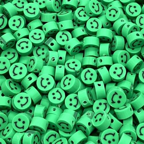 30pcs/Lot 10mm Clay Spacer Beads Oval Shape Smile-Face Beads Polymer Clay Beads For Jewelry Making DIY Bracelet Accessories #02