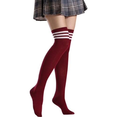 Sexy Socks Striped Long Socks Women Long Stockings Fashion High High Over The Knee Cotton Acrylic Girls Female Christmas