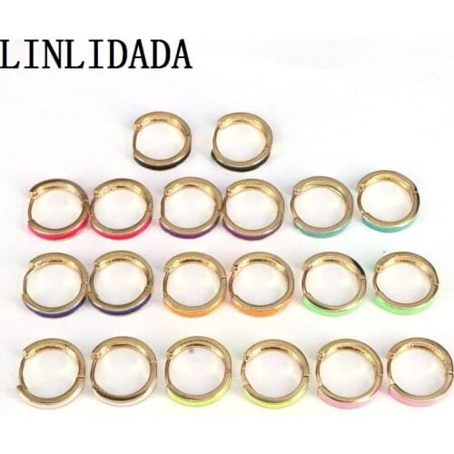 10Pairs, Hot Sale Trendy Hoop Earrings Jewelry Colorful Enamel Circle Round Shape Gold Color Earring 2020 New