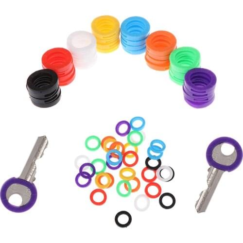 32pcs Bright Colors Soft Silicone Hollow Multi Color Rubber Soft Keys Locks Cap Key Covers Topper Keyring Elastic Case Round