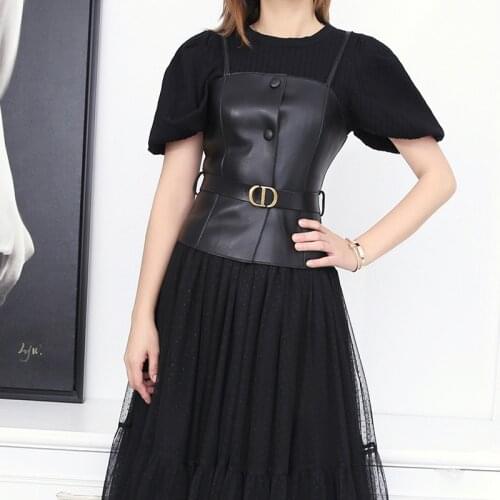 Style New Womens Fashion Short Genuine Leather Vest Retail And Wholesale