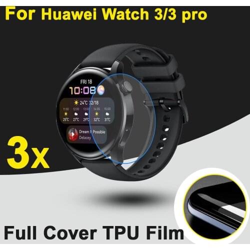 3pcs/lot Full Cover LCD Soft TPU Protective Films For Huawei Watch 3 pro GPS Band Sport SmartWatch Screen Protectors