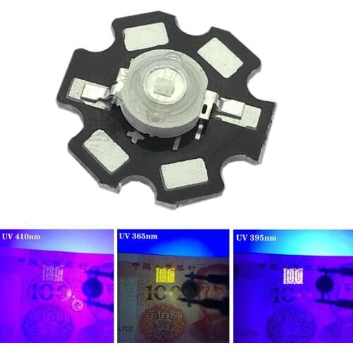 10pcs 3W High Power LED UV Light Chip 365nm 375NM 385nm 395nm 400nm 415nm 430nm Ultra Violet with 20mm star pcb DIY