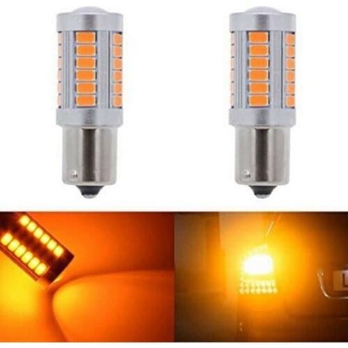 2LED Light Bulbs 1156 BA15S P21W 33 SMD LED Daytime Running Light Yellow Bulb Super Bright