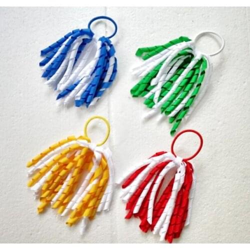 20pcs baby 5inch O A-korker Ponytail various streamers hair bows with elastic corker Curly ribbon hair bobbles Accessories PD002
