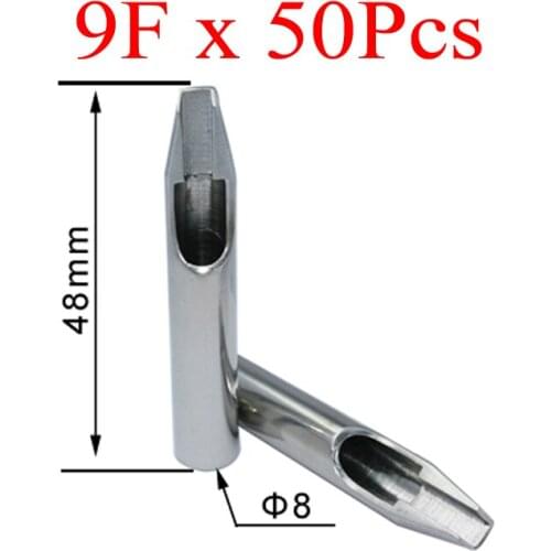 Tattoo Tips for Needles 50Pcs Stainless Steel Nozzles Tattoo Tips SST-312-9FT