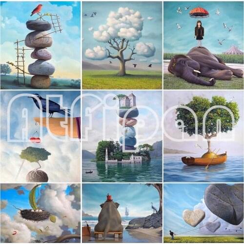 5D DIY Diamond Painting Natural Scenery Full Round Art Painting Mosaic Embroidery Cross Stitch Kit Home Decoration Gift