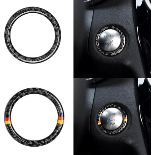 Car Key Start Stop Interior Decoration Circle Cover Ring W205 For Mercedes Class E GLC Styling Fibre C Carbon Car L1W4