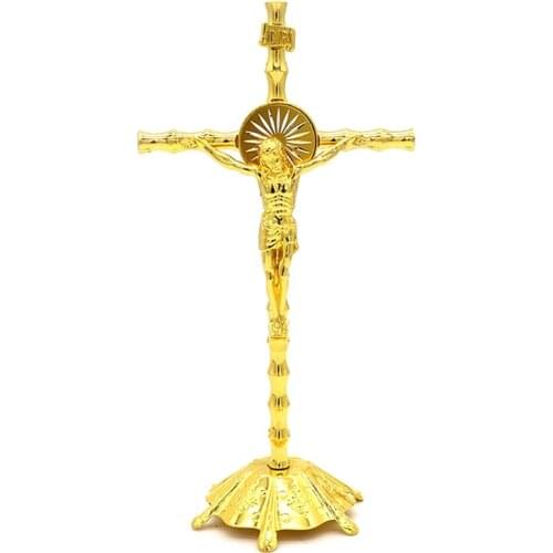 Church Relics Figurines Crucifix Jesus Christ on the Stand Cross Catholic Decor QX2E