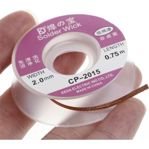 2mm Width Solder Wick Remover Desoldering Braid Solder Remover Sucker Flux Wick Cable Wire 0.75m