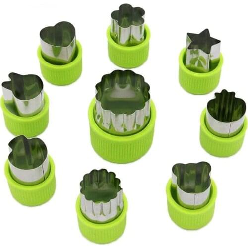 9 Pieces Stainless Steel Cookie Cutter Vegetable Flower Shape Cake Cutting Mold Set