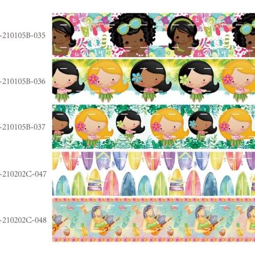 50 yards/lot) New arrival 22mm 25mm 38mm hot beach girl printed grosgrain ribbon