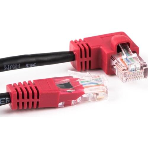 Cat 5e RJ45 UTP Ethernet Lan Cable 90 Degree Angled 24 AWG Twisted 4 PTR 586B Wires