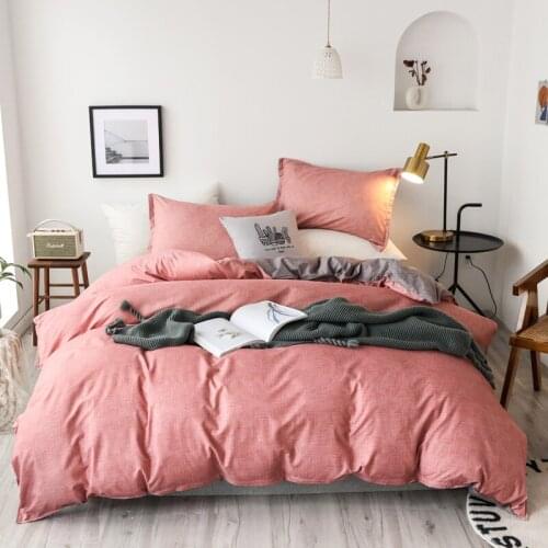 Women Popular Bean Paste Color Bedding Sets Modern Solid Duvet Cover Sets with Pillowcases Europe/USA/Australia Queen King Size