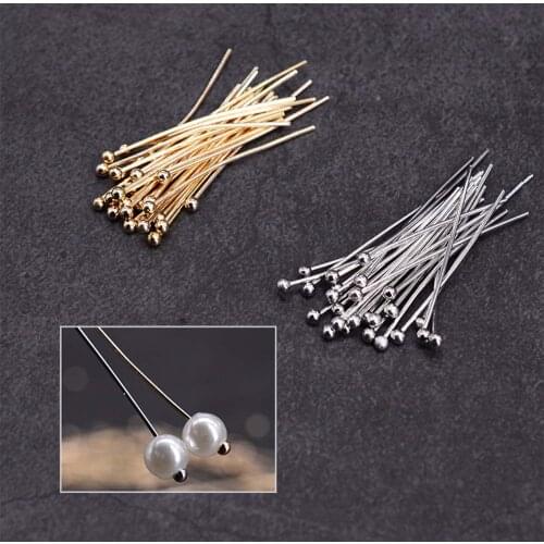 100Pcs/Lot Copper Head Pins Beads T-pins for DIY Jewelry Making Beads Pearls Accessories Earring Findings Supplies