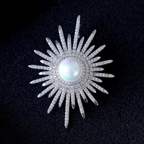 Fashion Classic Man-made Pearl Brooch Pendant High Quality Cubic Zirconia Brooches Jewelry For Women Coat Accessories
