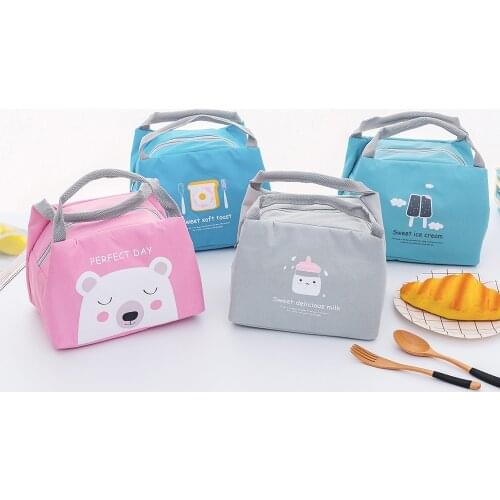 Fashion Cartoon Cute Lunch Bag For Women Girl Kids Children Thermal Insulated Lunch Box Tote Food Picnic Bag Milk Bottle Pouch