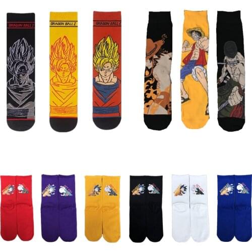 Mens spring autumn fashion trend street hip hop cartoon cotton tube anime socks Japanese funny socks