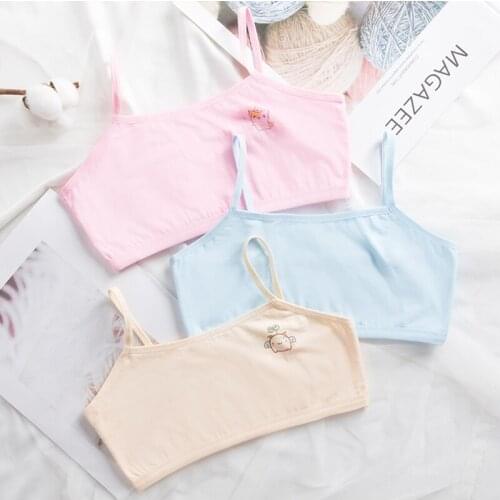 Little Girls Soft Sport Bra Cotton Spandex Small Vest Design Wireless Bralette for Kids HSJ88
