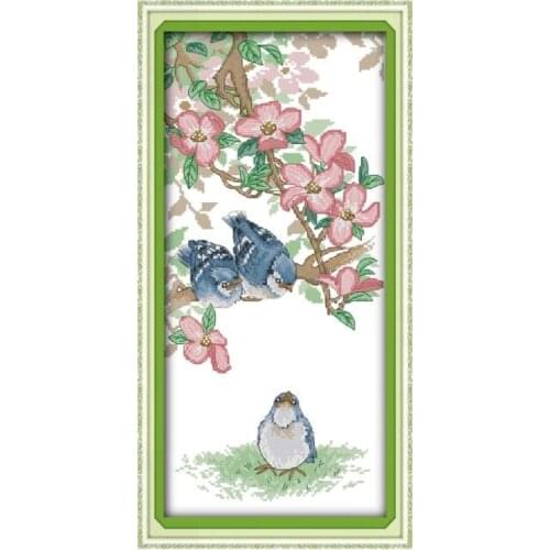 The blue bird cross stitch kit 14ct 11ct pre stamped canvas embroidery DIY handmade needlework