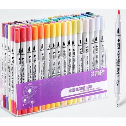 12/24/36/48/80 Colors Dual Tip Art Markers Set Watercolor Pen Fineliner Brush Marker Pens for Calligraphy Manga Drawing Coloring