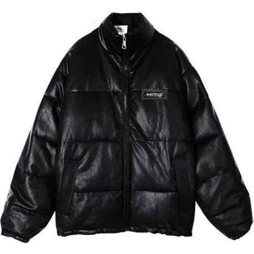 New Winter Women’s Long Coats Loose Female Cotton Parkas PU Leather Jackets Outerwear Trendy Ladies Outerwear Thick Femme Mujer