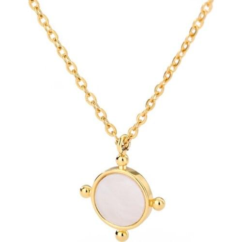 Round Opal Simple Charm Fashion Necklace for Women Jewelry Wedding Stainless Steel Accessories Chains Pendant Gifts For The New