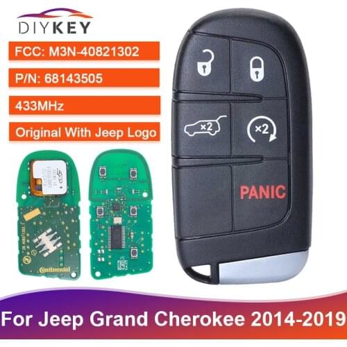 DIYKEY M3N-40821302 Smart Remote Car Key Fob 5 Button 433MHz for Jeep Grand Cherokee 2014 2015 2016 2017 2018 2019 68143505
