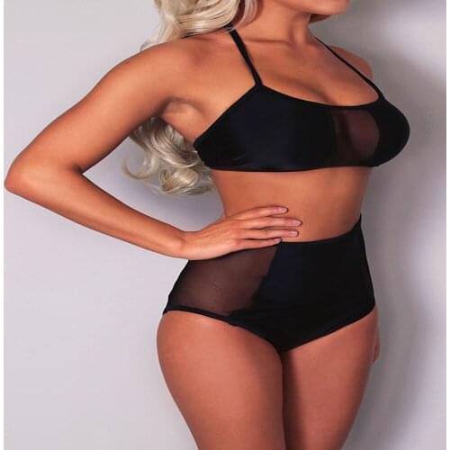 QueXiangPing Black Two-piece Swimwear