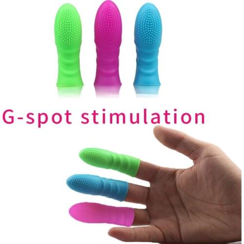 3PC Finger Silica Gel L Spike Dotted Ribbed Set G Point Stimulation Penis Delay Ejaculation Particle Reusable Men Sex Toy LT034