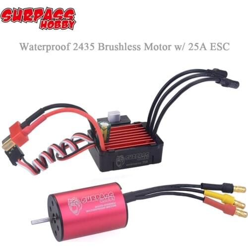 SURPASS HOBBY Waterproof Combo 2435 3300KV 4500KV 4800KV 6100KV Brushless Motor w/ 25A ESC for 1:16 1:18 RC Buggy Drift Racing